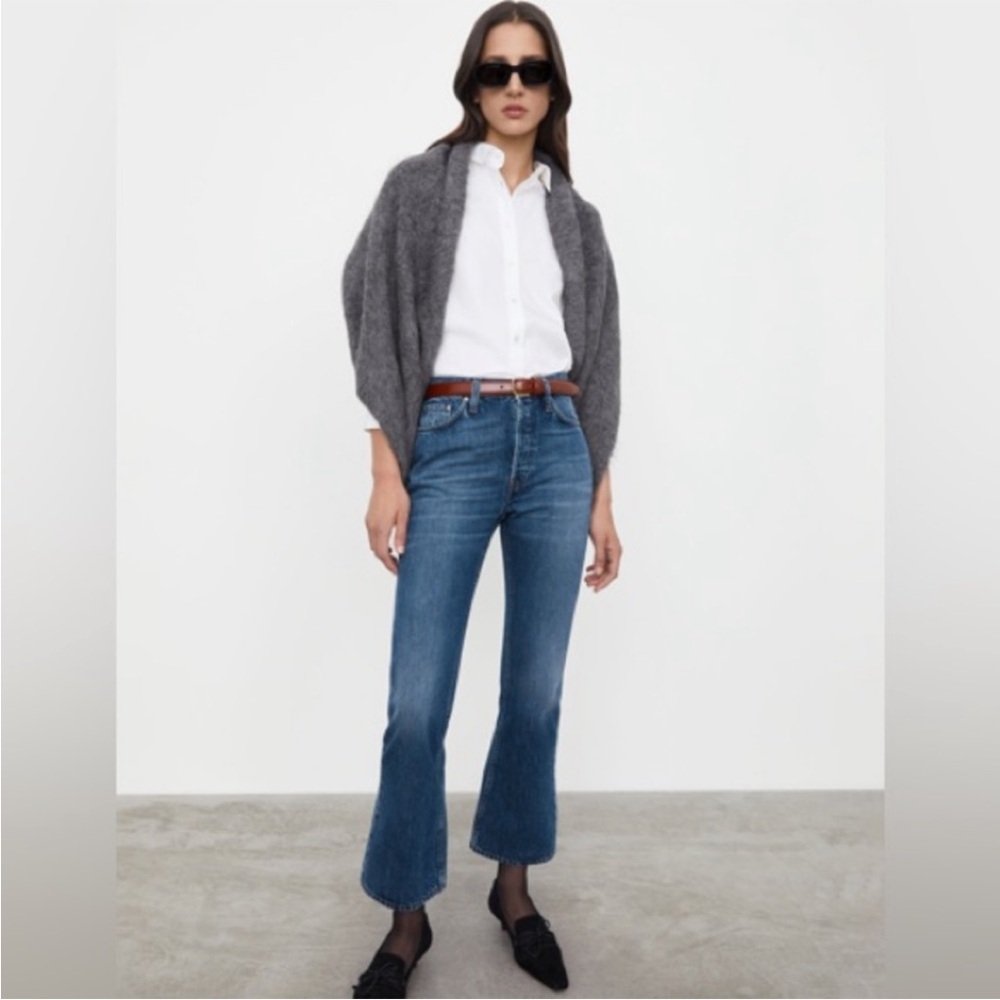 NWT Toteme High Waist Cropped Kick Denim Mid Blue 25/30